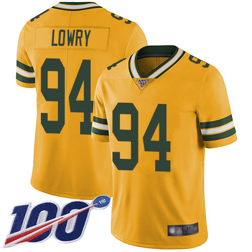 Green Bay Packers Limited Gold Men #94 Lowry Dean Jersey Nike NFL 100th Season Rush Vapor Untouchable